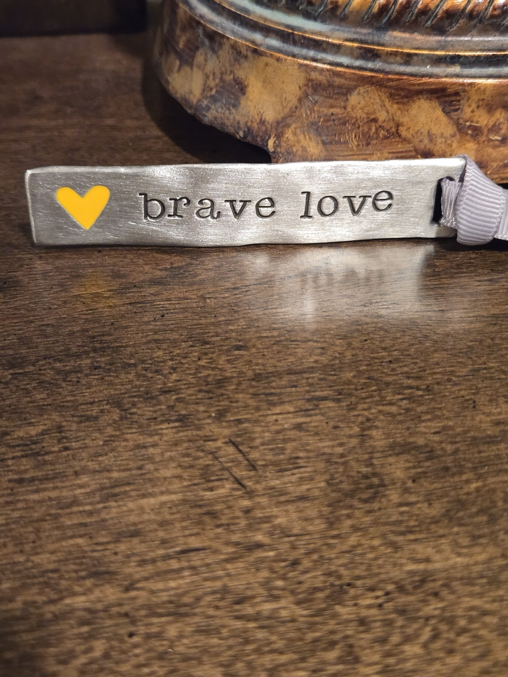 Lisa Leonard "Brave Love" Metal Bookmark with Yellow Heart
